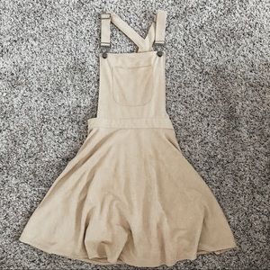 Cream Suede Overall Dress